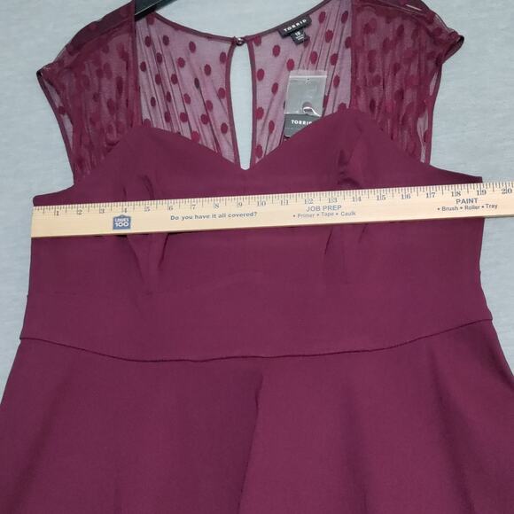 Torrid Plus Size 18 (2x) Burgundy Mesh Dot Pinup Swing Dress NWT - Picture 9 of 14